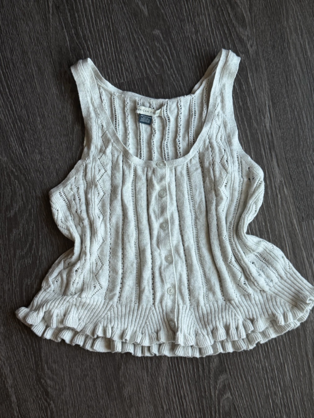 American Eagle Outfitters Cream Open-Weave Scoop Neck tank top / cami